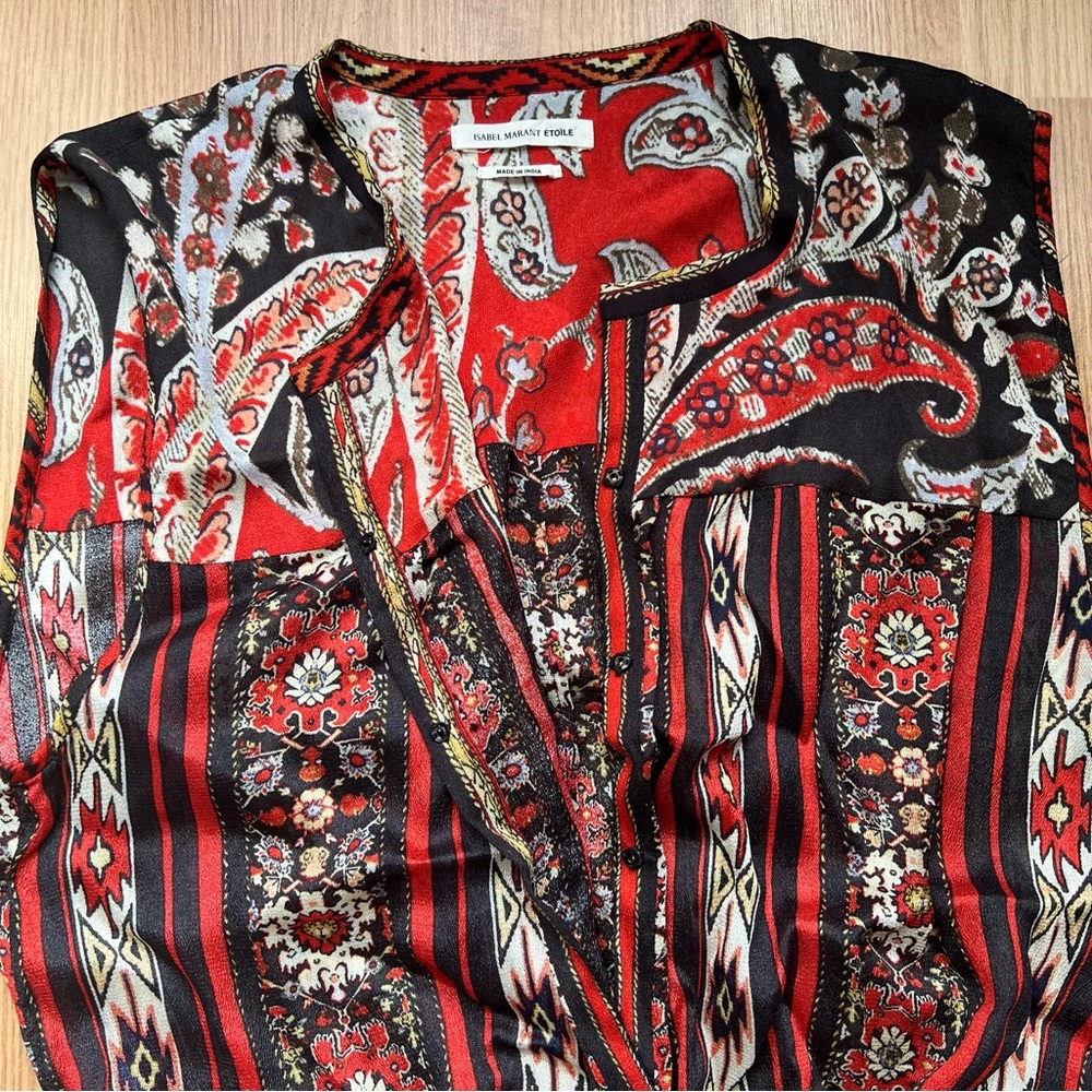 ISABEL MARANT ETOILE TAD PRINTED CREPE DE CHINE JUMPSUIT - Picture 10 of 13